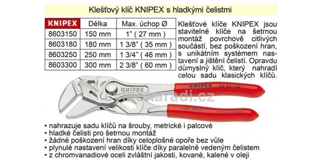Klešťě KNIPEX s plochými čelistmi, 23 mm