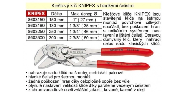 Klešťě KNIPEX s plochými čelistmi, 23 mm