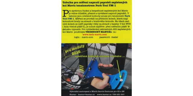 Tabulka MAVIC 2016 k tenziometru Park To